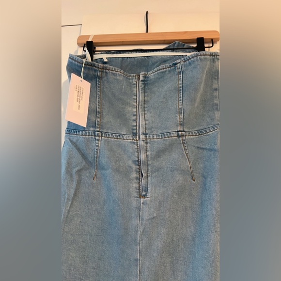 NWT Torn by Ronny Kobo Renee Strapless Denim Midi Dress Floral Detail Size S - Picture 8 of 9